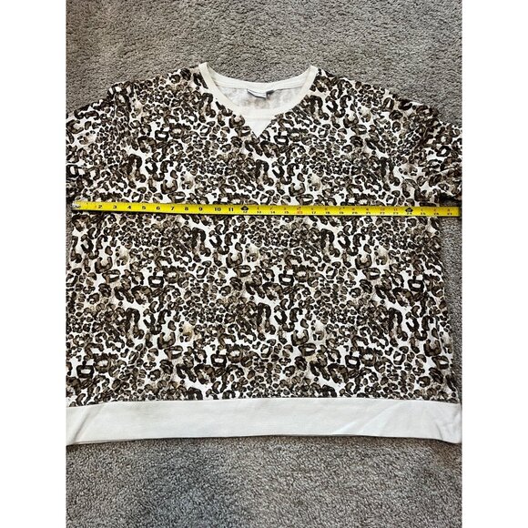 Kim Rogers Womens Leopard Print Pullover Sweatshirt Size 2X Animal Comfort Top - Picture 3 of 7
